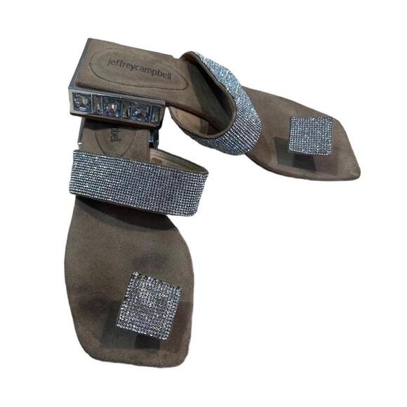 Jeffrey Campbell SquareToe Embellished Rhinestone Jeweled Sandals Womens Size 7 - Picture 3 of 10